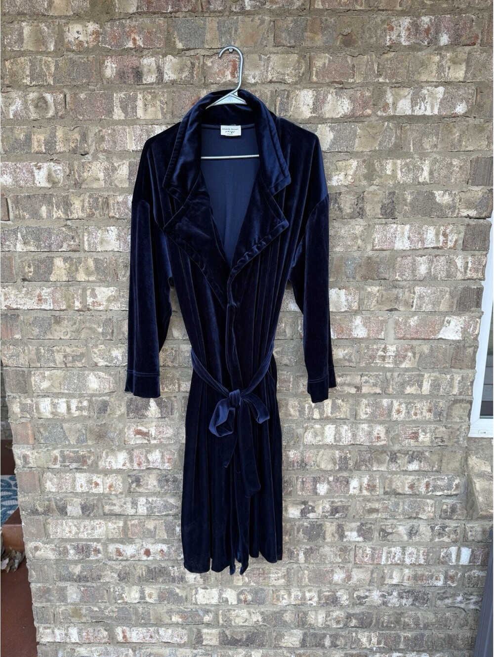 Amanda Stewart Intimates Velvet Velour Robe Size Large Deep Blue Vintage Sears